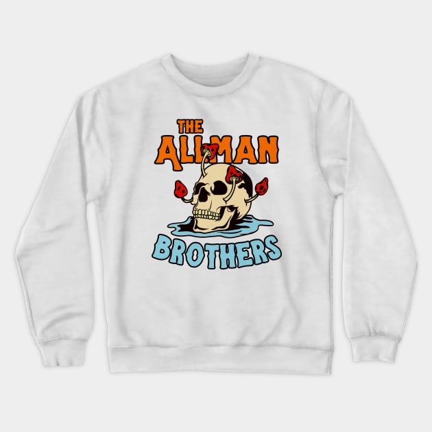 The Allman Brothers - Skull Mushroom Style Crewneck Sweatshirt by Faeyza Creative Design